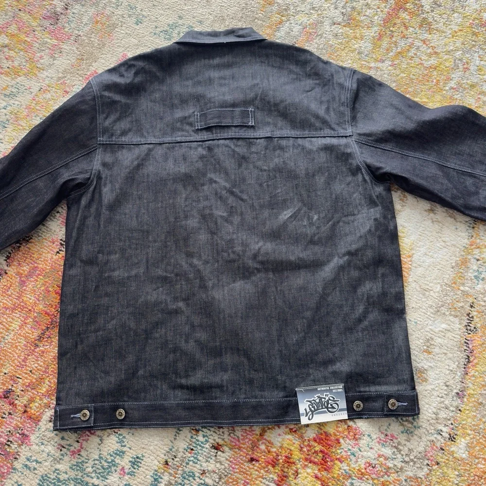 Vintage Y2K Southpole Embroidered Dark Wash Denim Jacket Hip Hop Streetwear